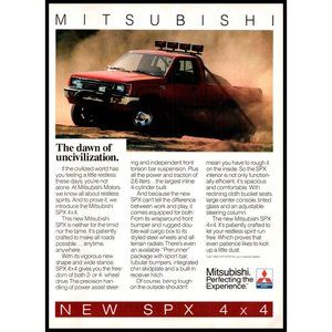 1987 Mitsubishi SPX 4x4 Pickup Truck Vintage Print Ad Off Road Sand Wall Art
